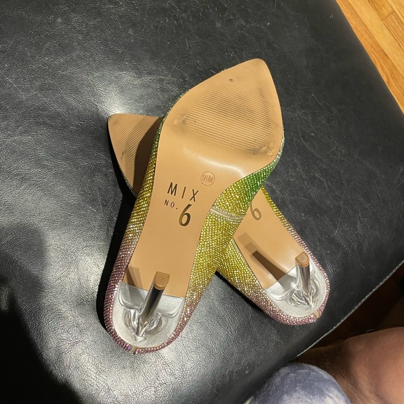 Danyah Pump Embellish Rhinestone Crystal Colorblock Rainbow Neon Clear Stilettos - Picture 7 of 15